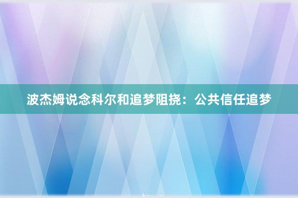 波杰姆说念科尔和追梦阻挠：公共信任追梦